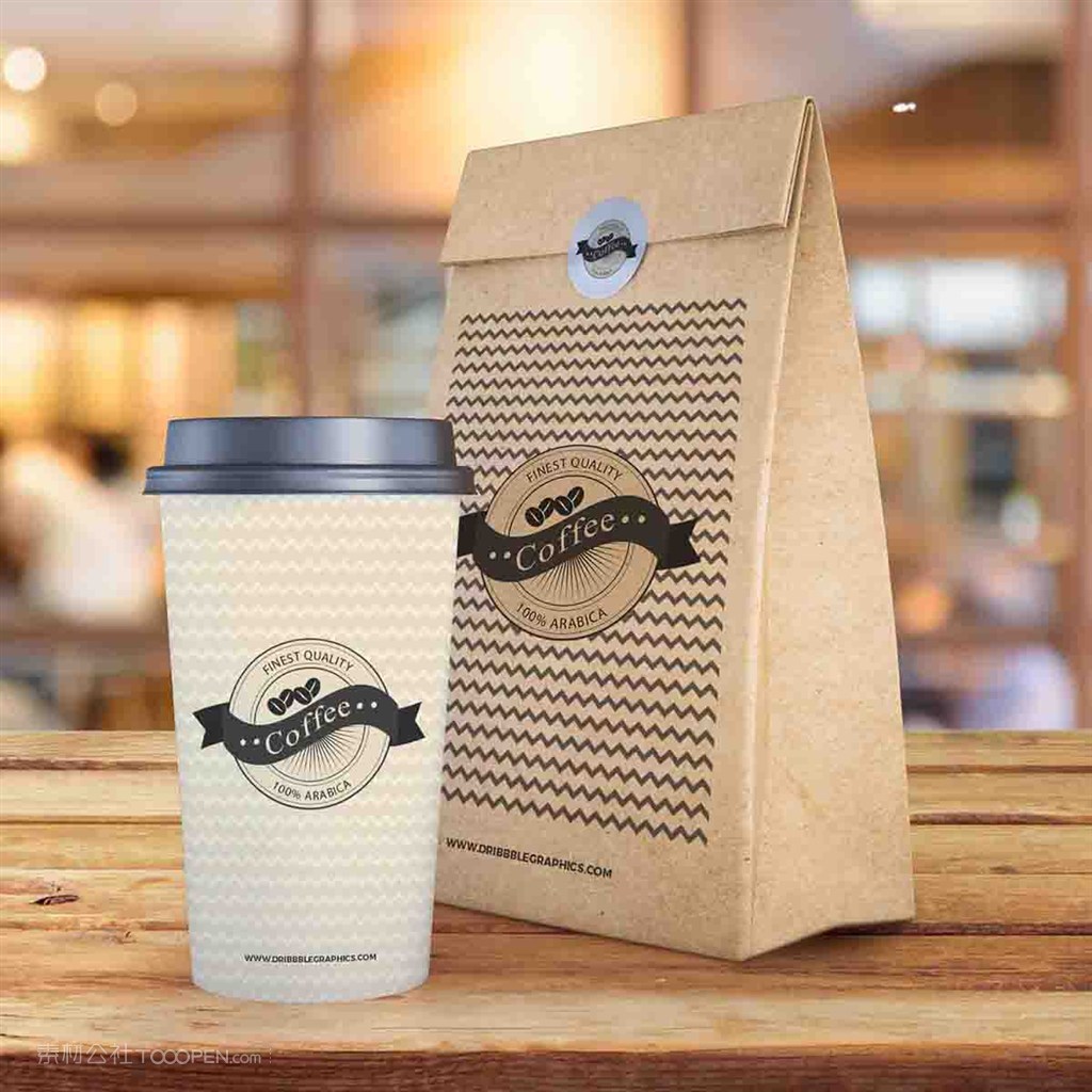 咖啡杯包装袋样机