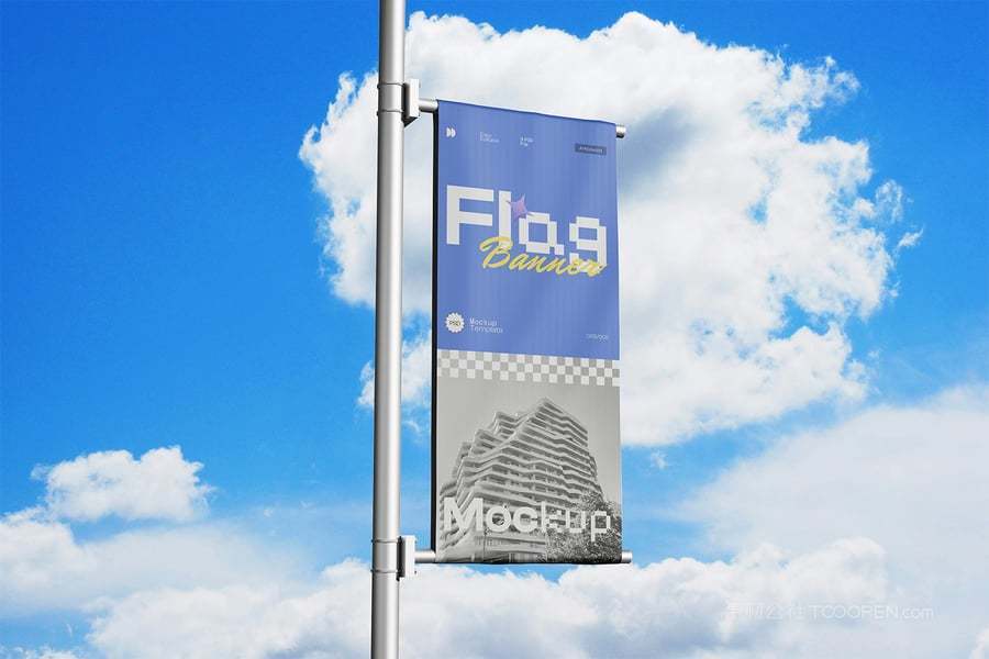 杆旗横幅样机