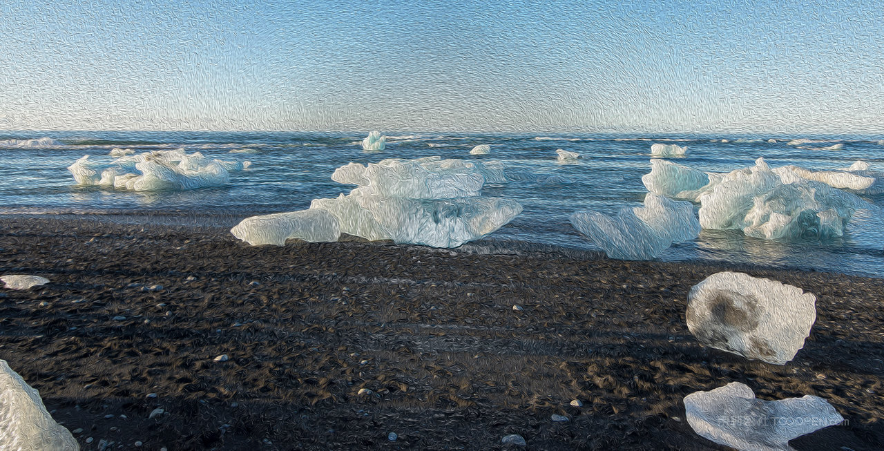 冰块冰川湖泊风景画图片