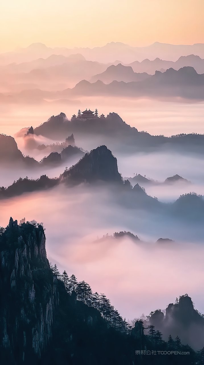 自然景观唯美山峰意境天空风景群山