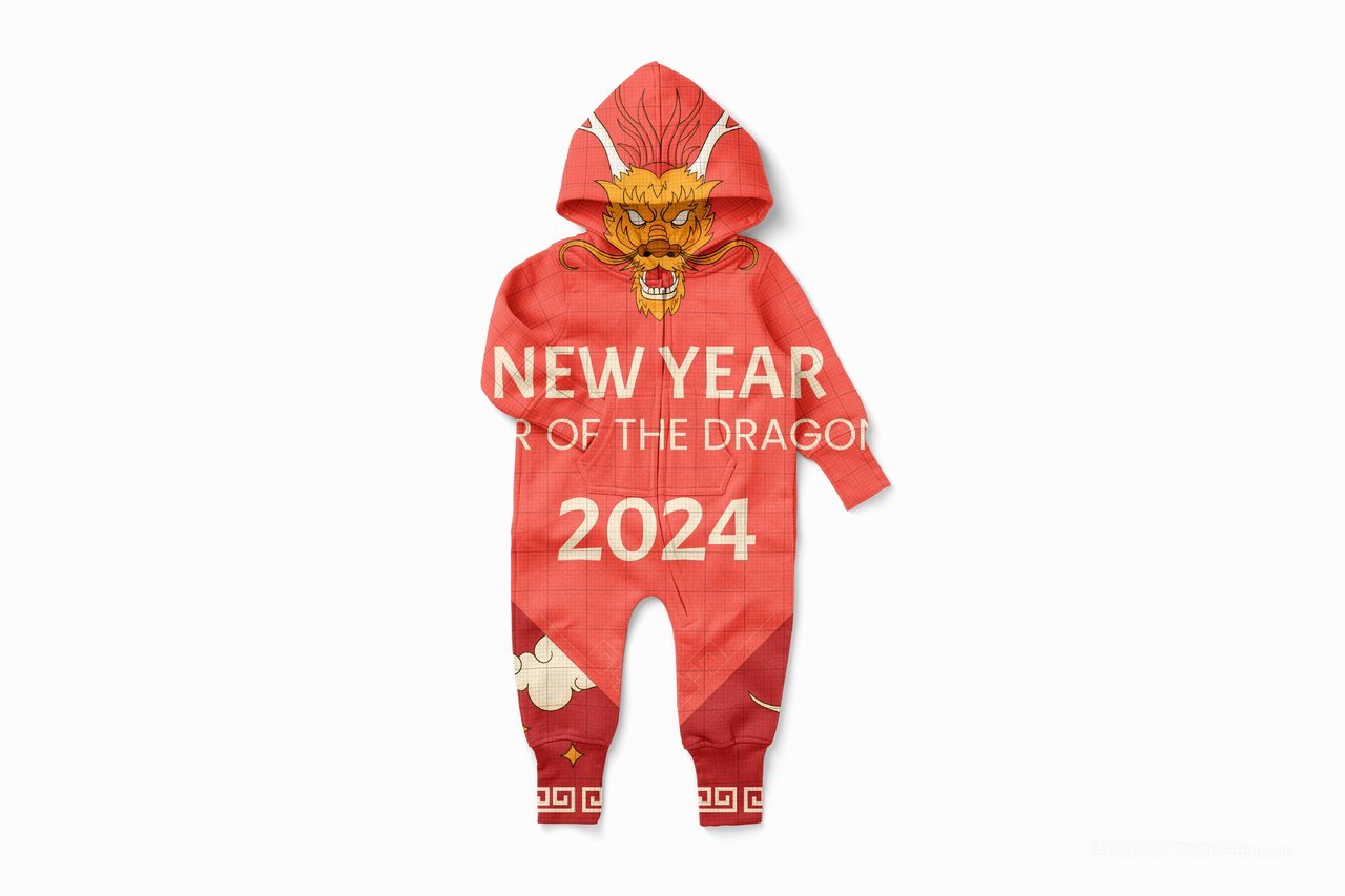 【1387期】2024龙年婴儿连帽卫衣服装样机 (2)