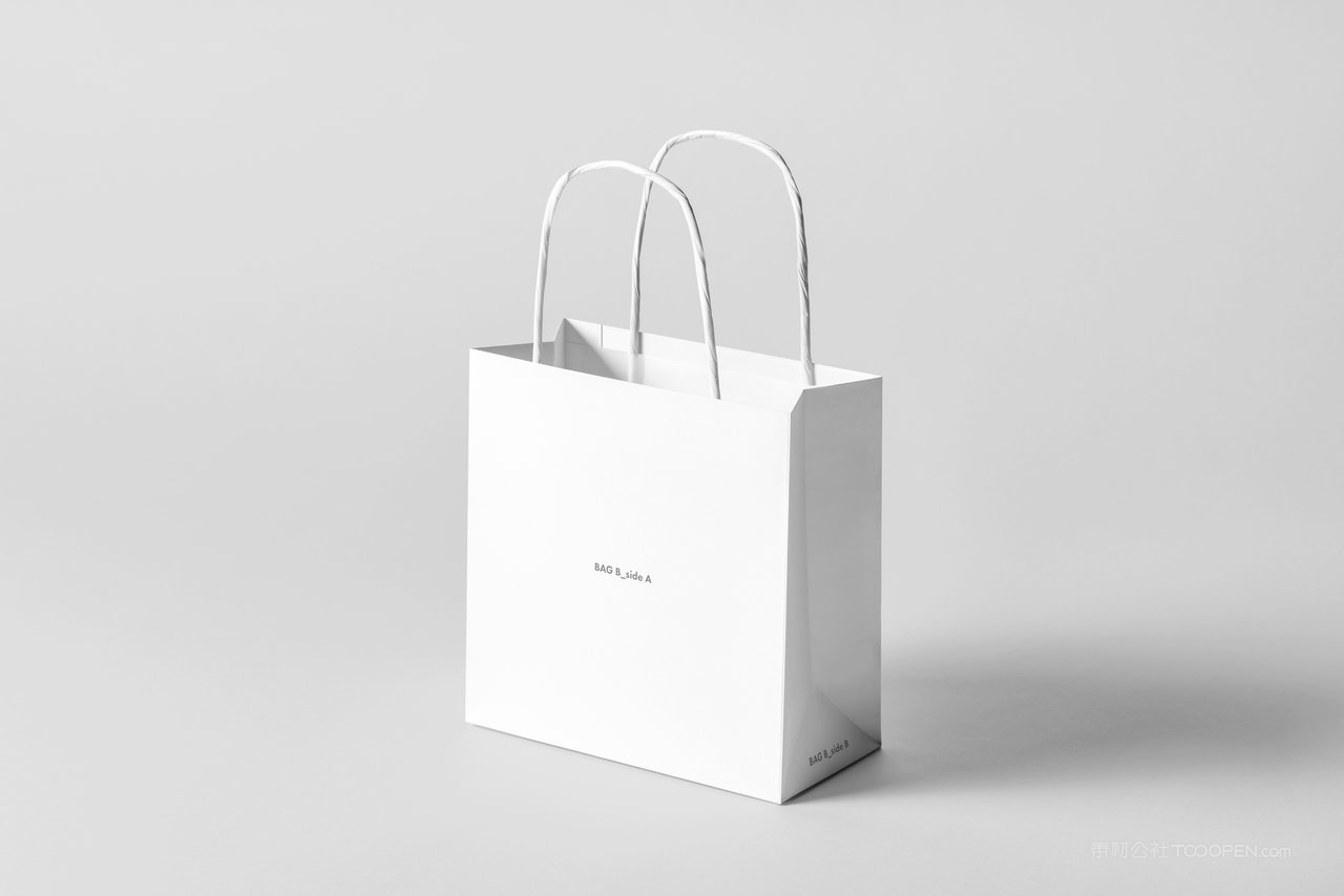 白色高档环保纸袋手提袋智能贴图样机