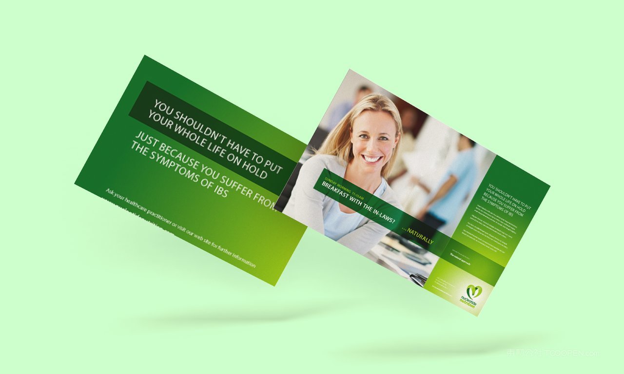 清新绿折页vi办公用品样机贴图