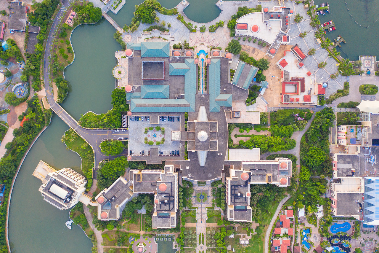 航拍广东珠海海泉湾酒店全景