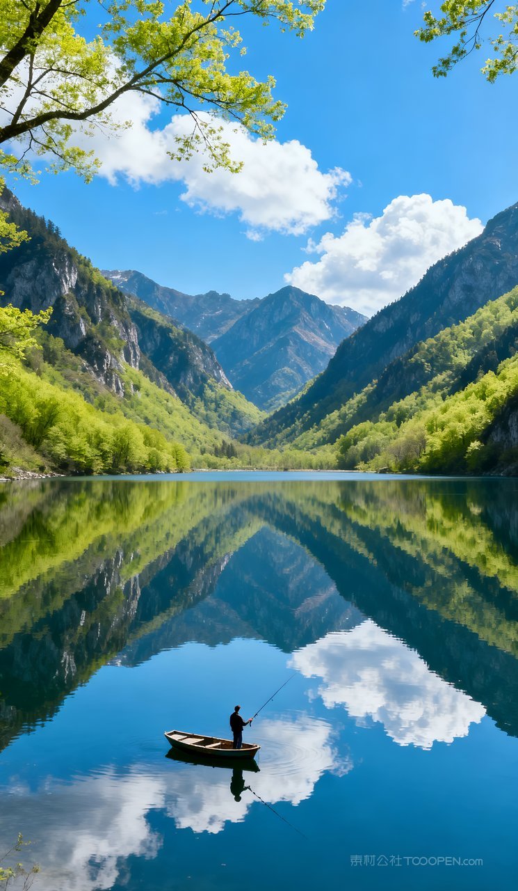 风景山水唯美山峰河流天空春天自然春季