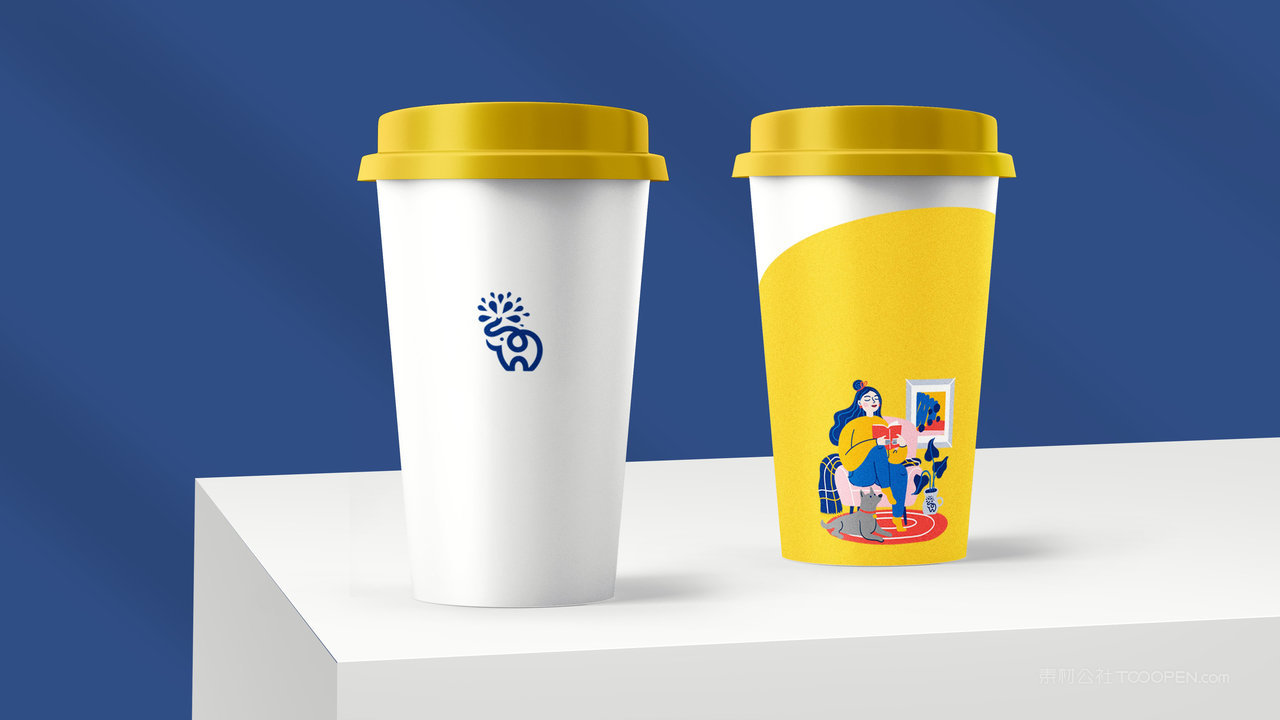 奶茶杯蓝色品牌vi展示贴图一键样机 (124)
