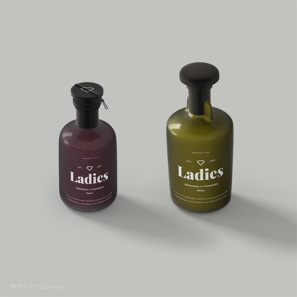 精油护肤品包装样机素材瓶子贴图样机
