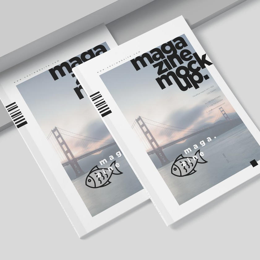 简洁商务灰高档杂志企业画册样机 (1)