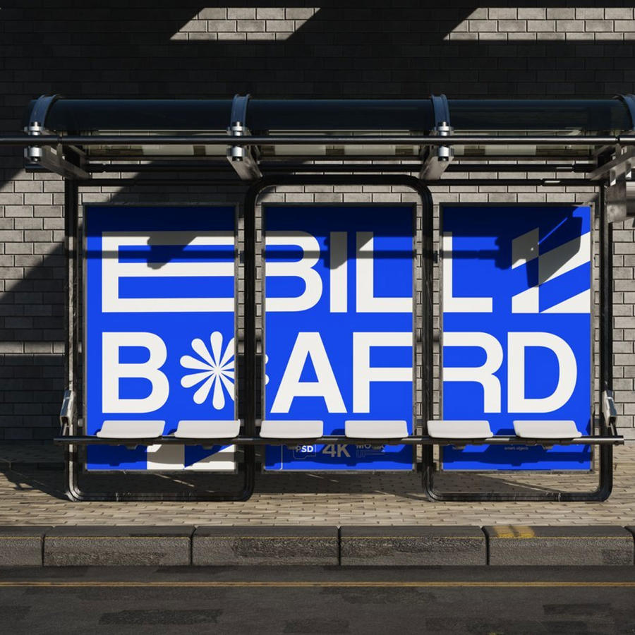 公交车站广告牌样机