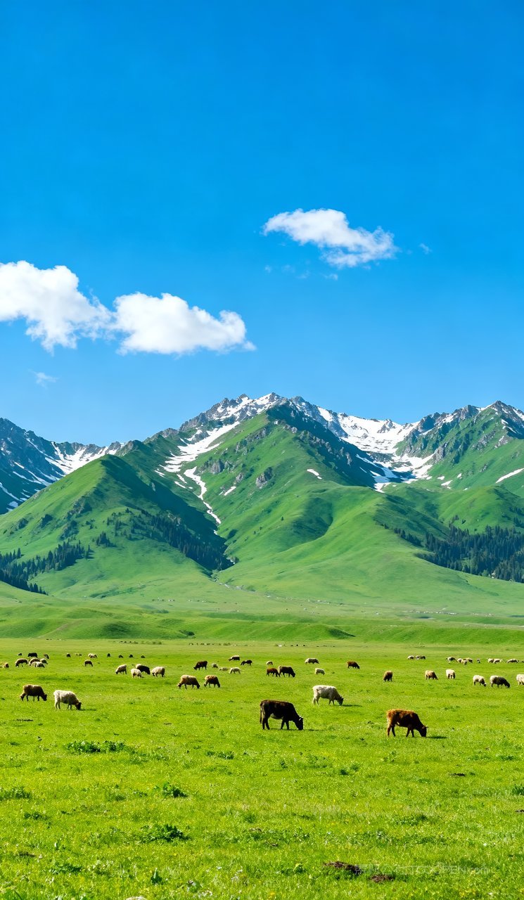 春天河流唯美天空山水意境山峰风景