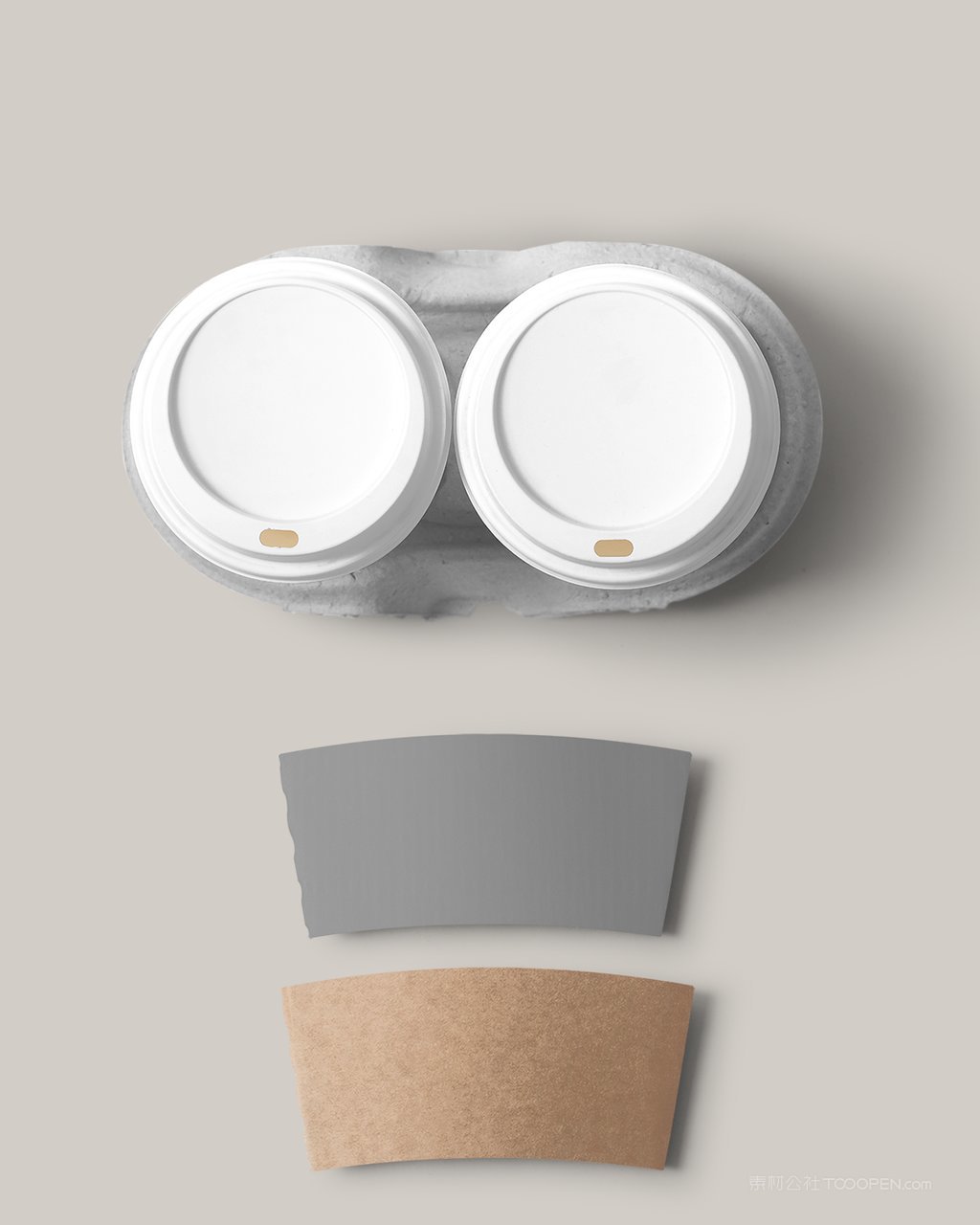 白色一次性纸杯俯视图杯托图案包装样机