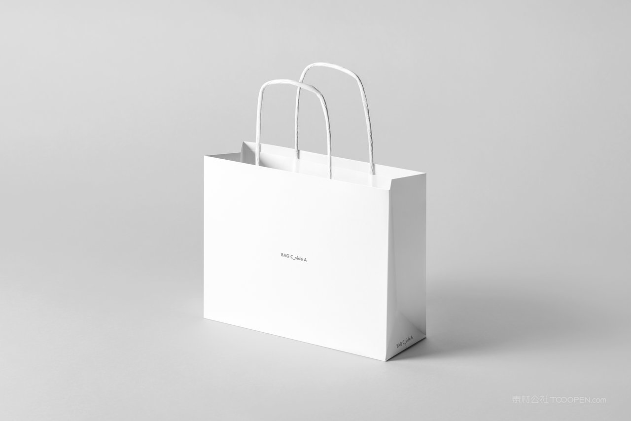 白色高档环保纸袋手提袋智能贴图样机
