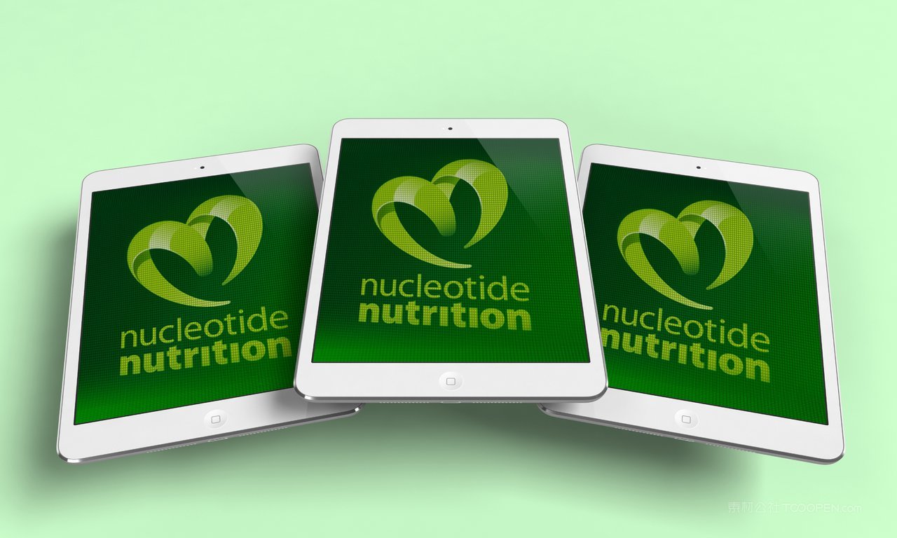 清新绿平板vi办公用品样机贴图