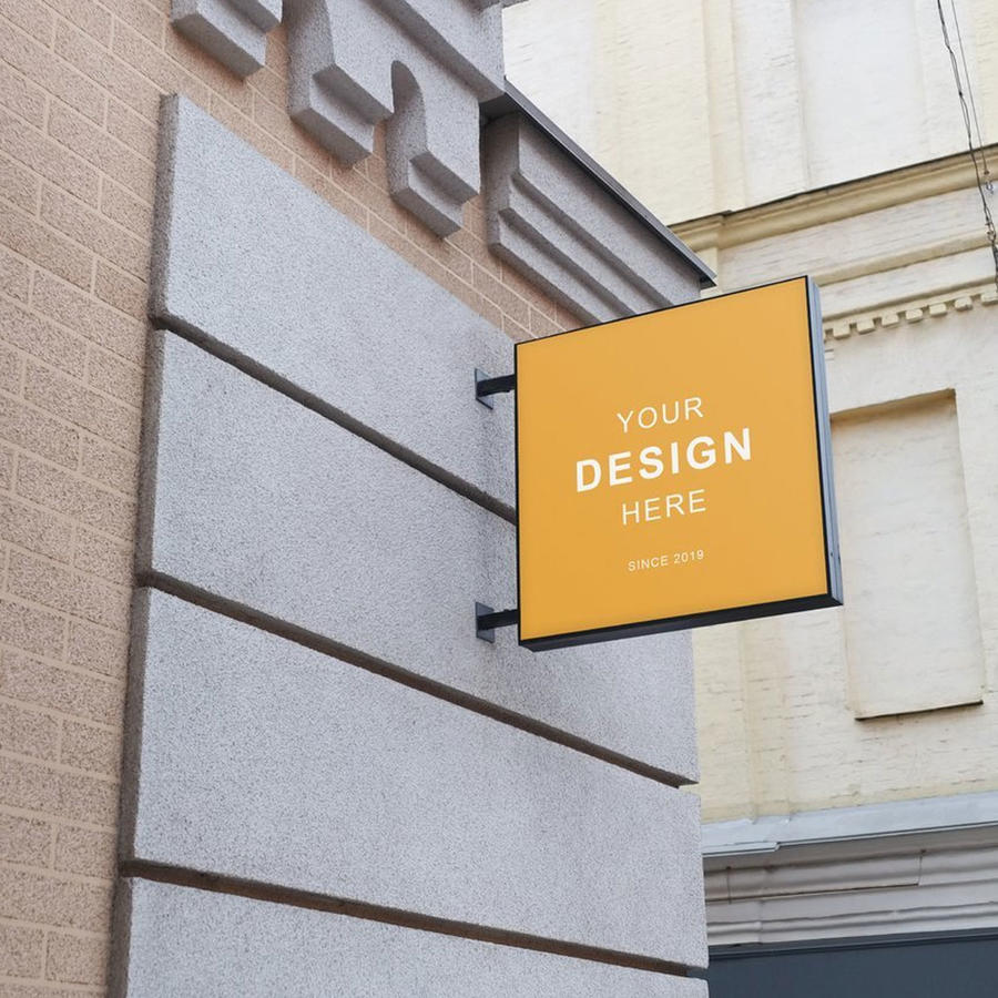 方形招牌标志样机