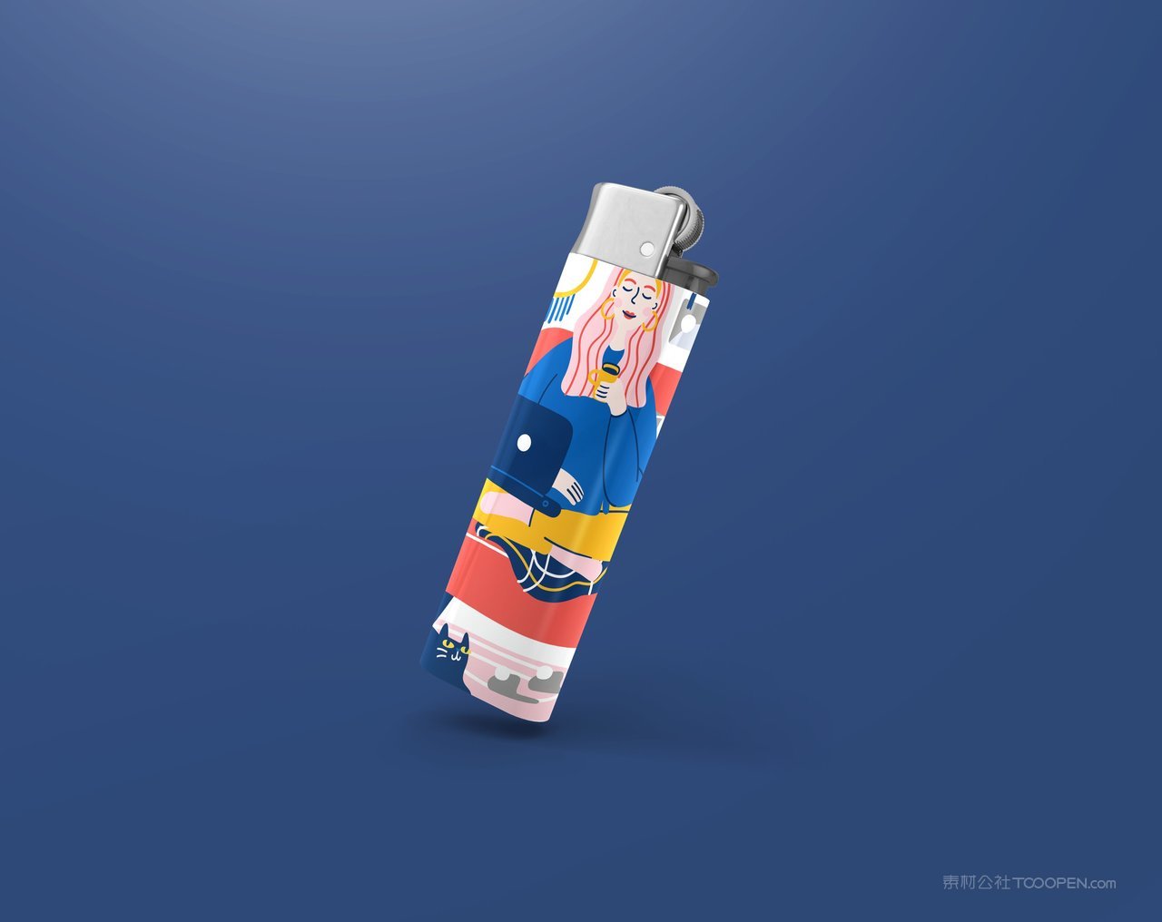 打火机蓝色品牌vi展示贴图一键样机 (146)