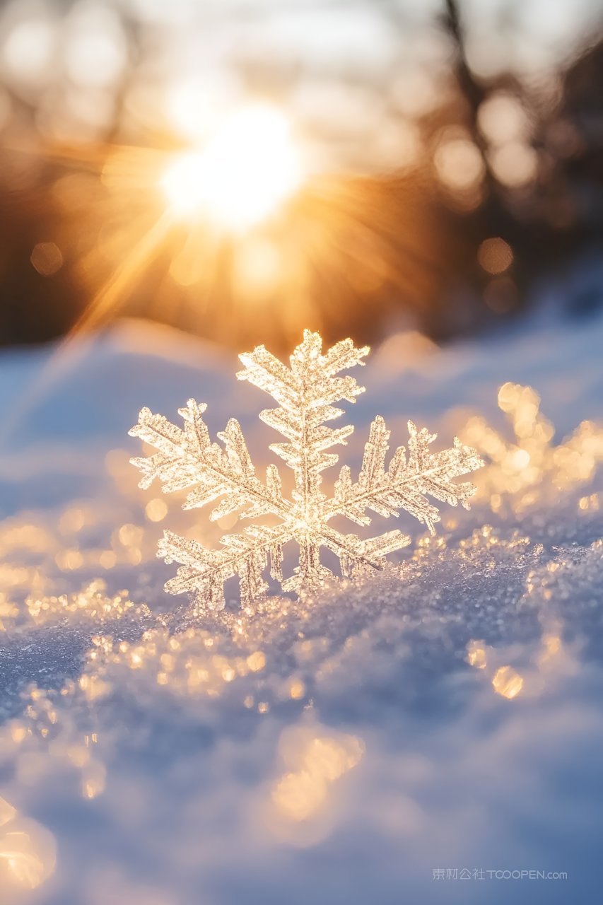 冬日暖阳晶莹雪花