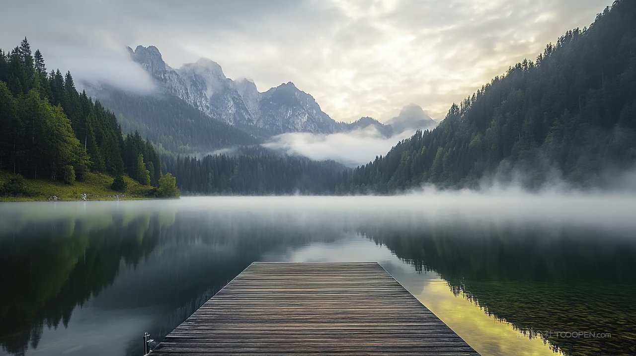 自然宁静高山山峰风景山脉群山唯美天空