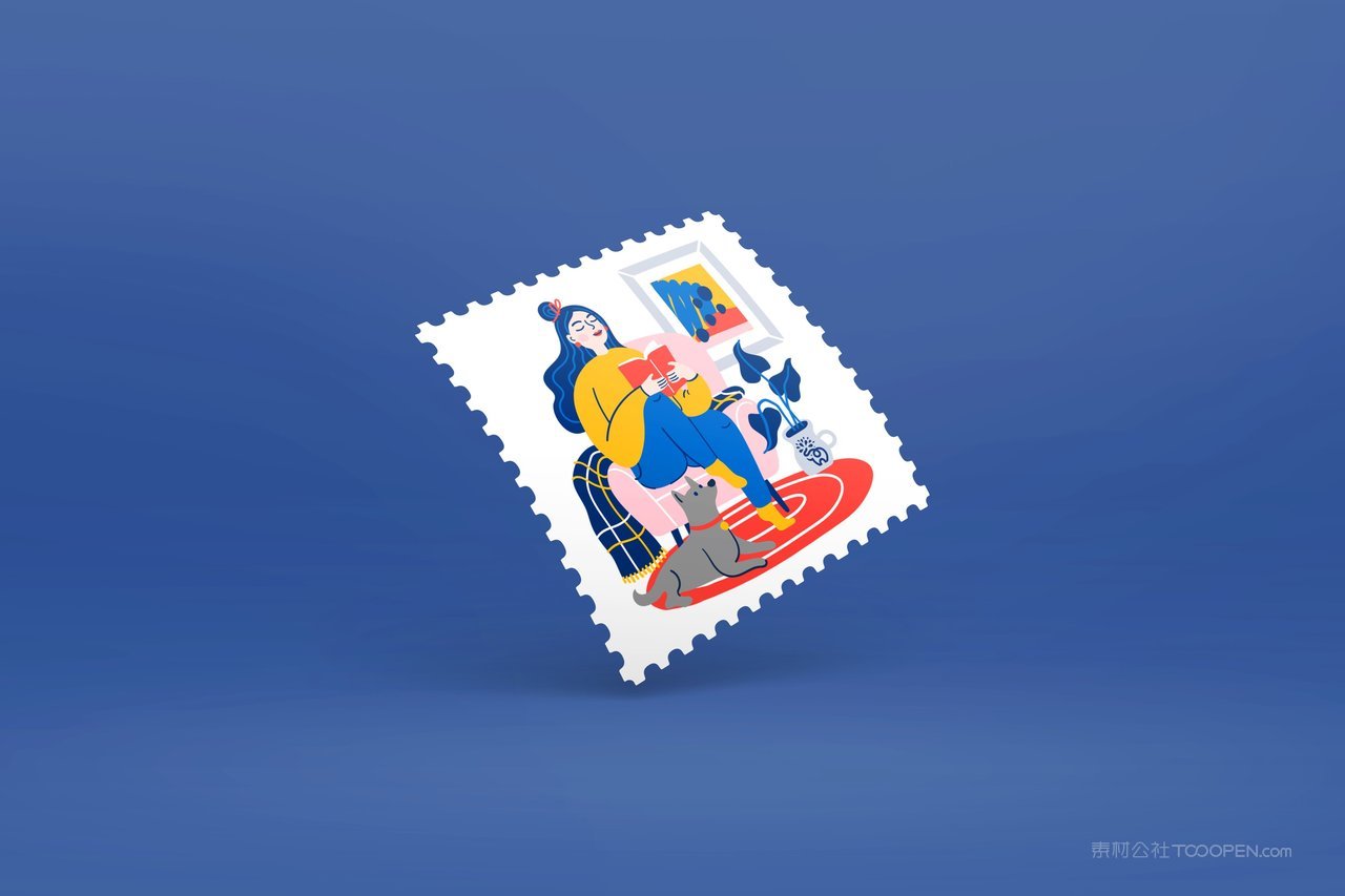 邮票蓝色品牌vi展示贴图一键样机