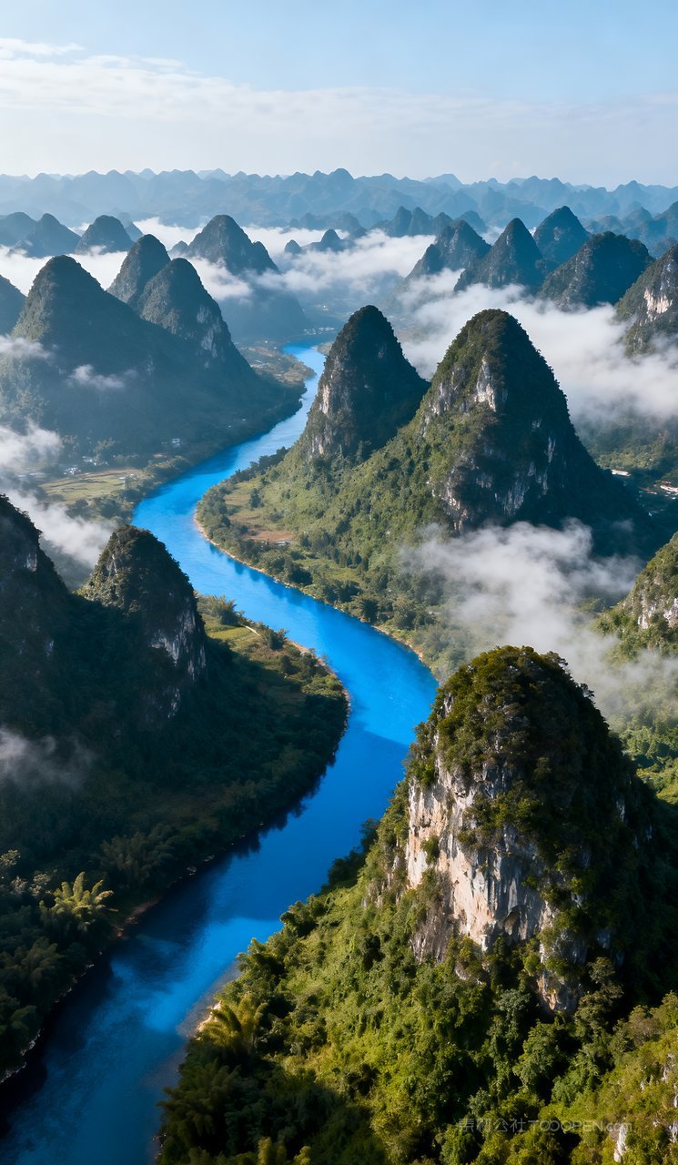 山水自然山峰天空意境风景河流春天唯美