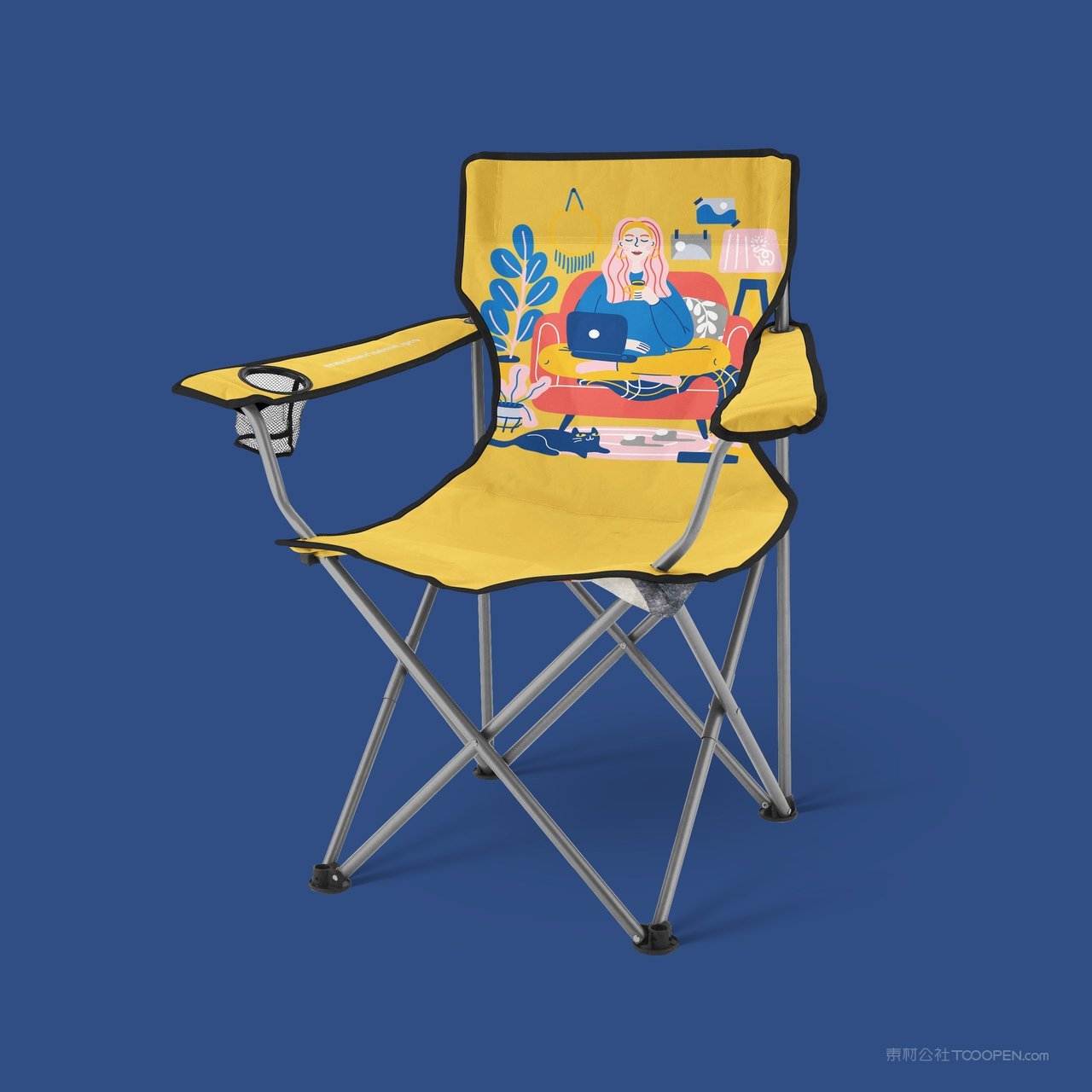 户外椅子蓝色品牌vi展示贴图一键样机