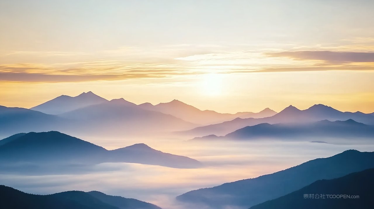 意境山峰唯美群山天空风景宁静高山