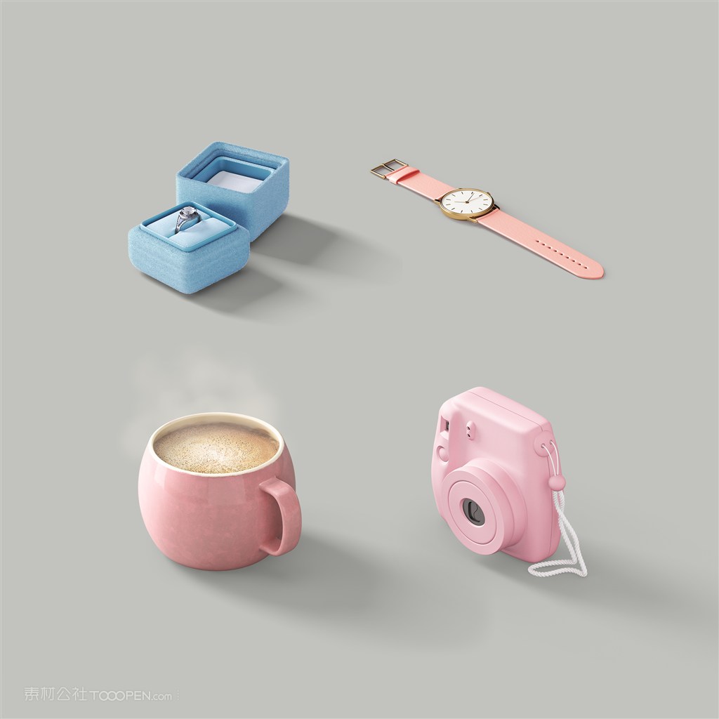 咖啡戒指手表相机样机素材
