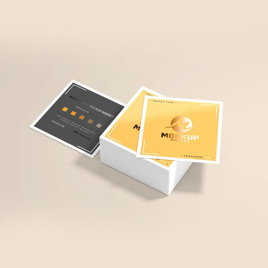 方形名片卡片多角度组合展示psd样机 (4)