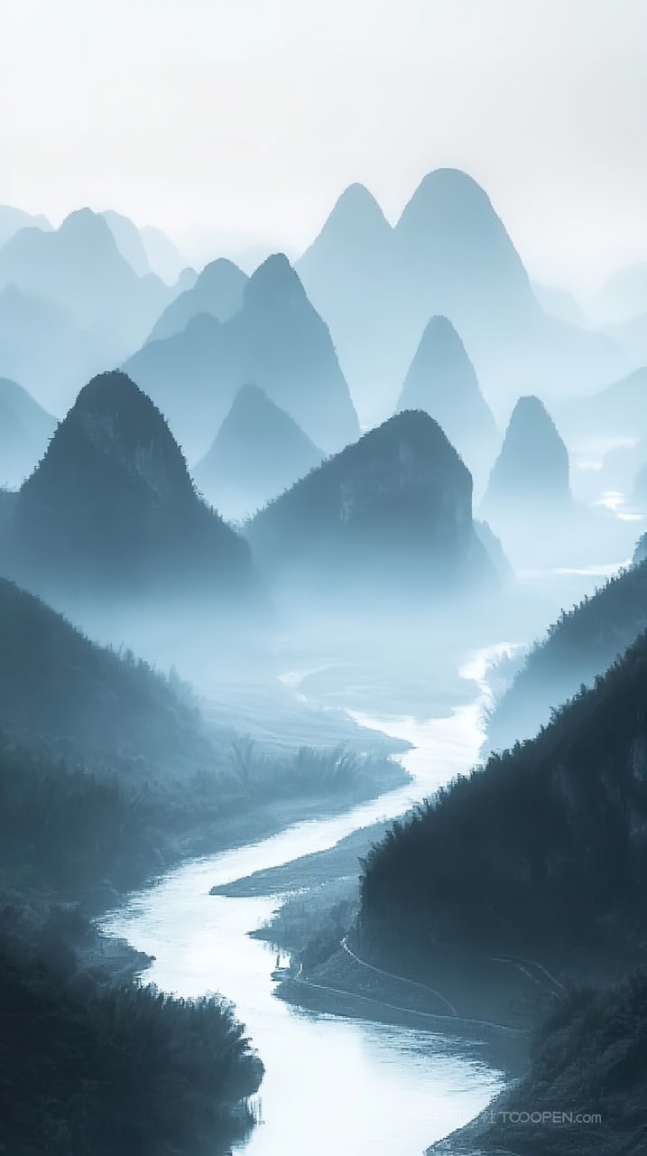 自然群山风景山峰唯美景观意境山脉