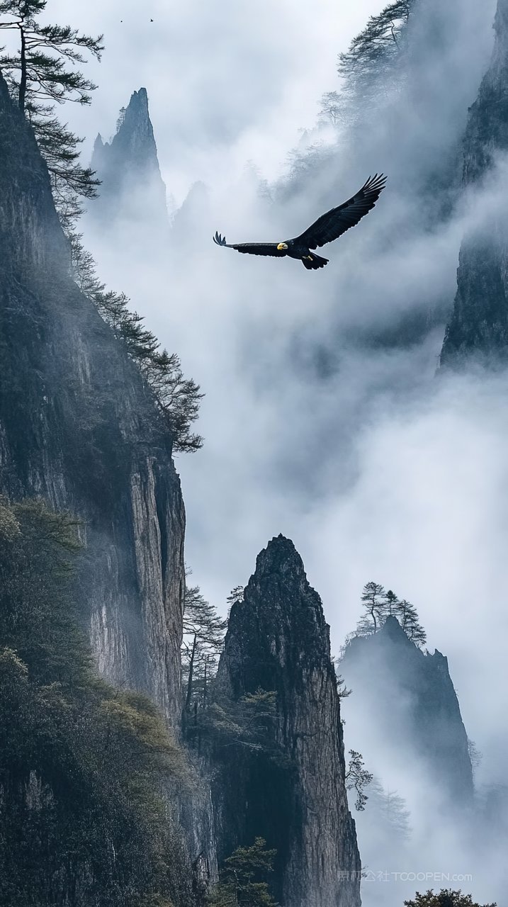 唯美群山山峰意境自然景观天空风景