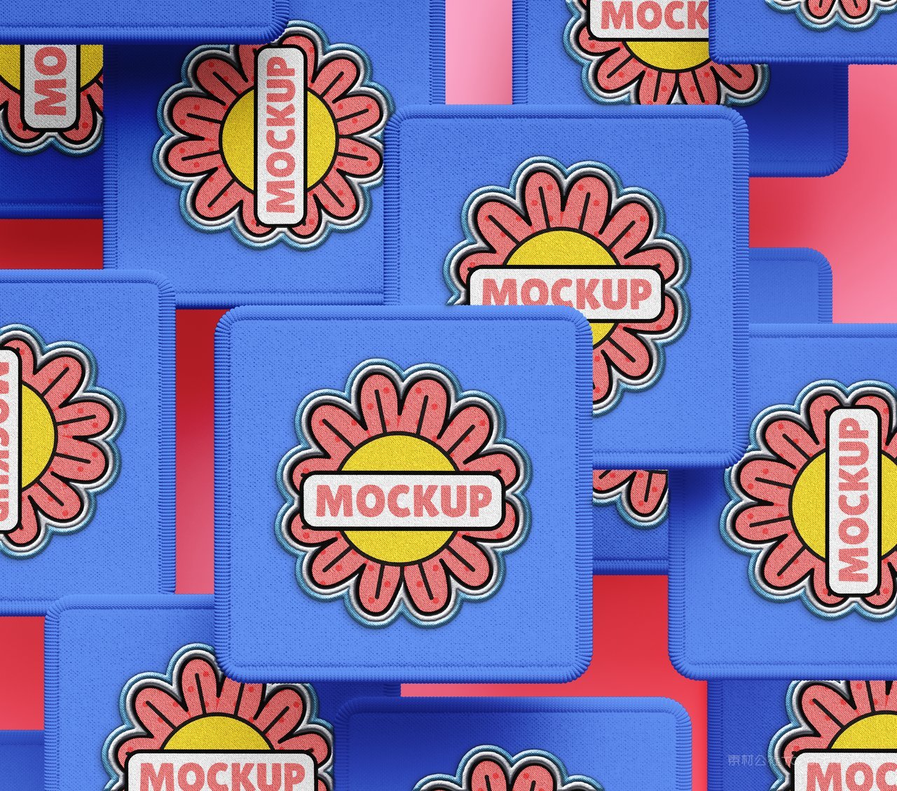 【1634期】卡通圆形方形六边形刺绣徽章样机 (7)