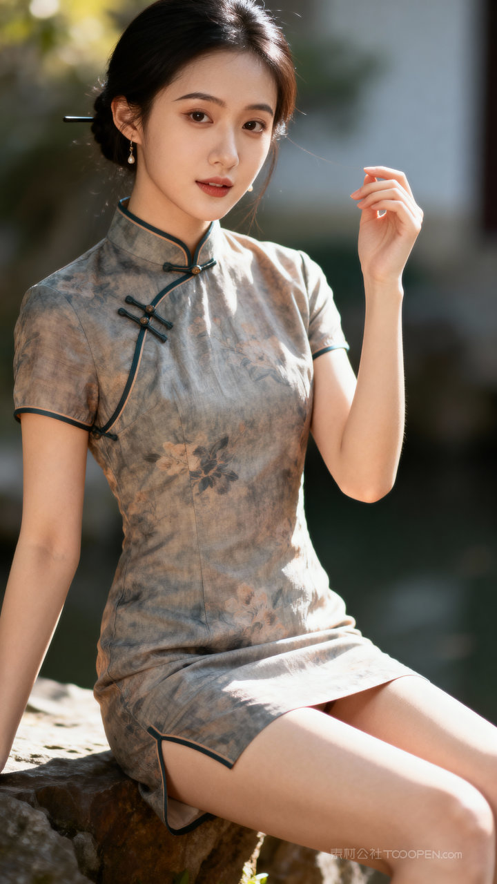 女性美女气质旗袍长腿性感模特