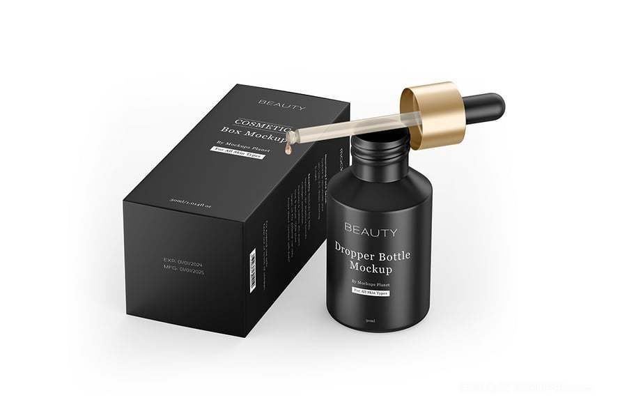 带盒子的滴管瓶样机