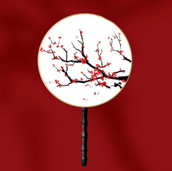 红色中国风团扇样机