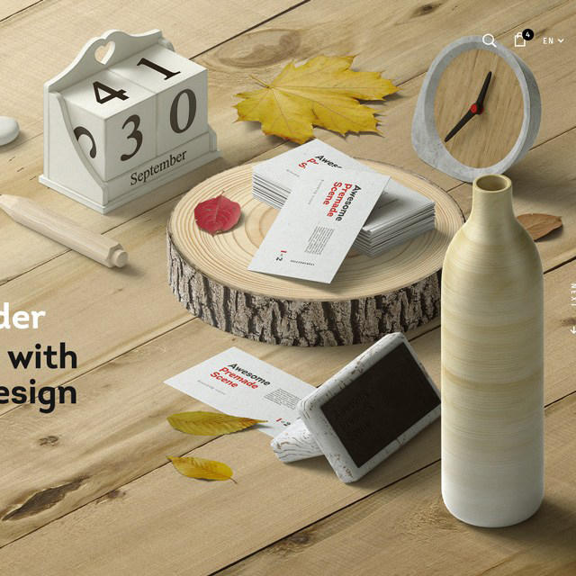 名片印章简易钟场景样机