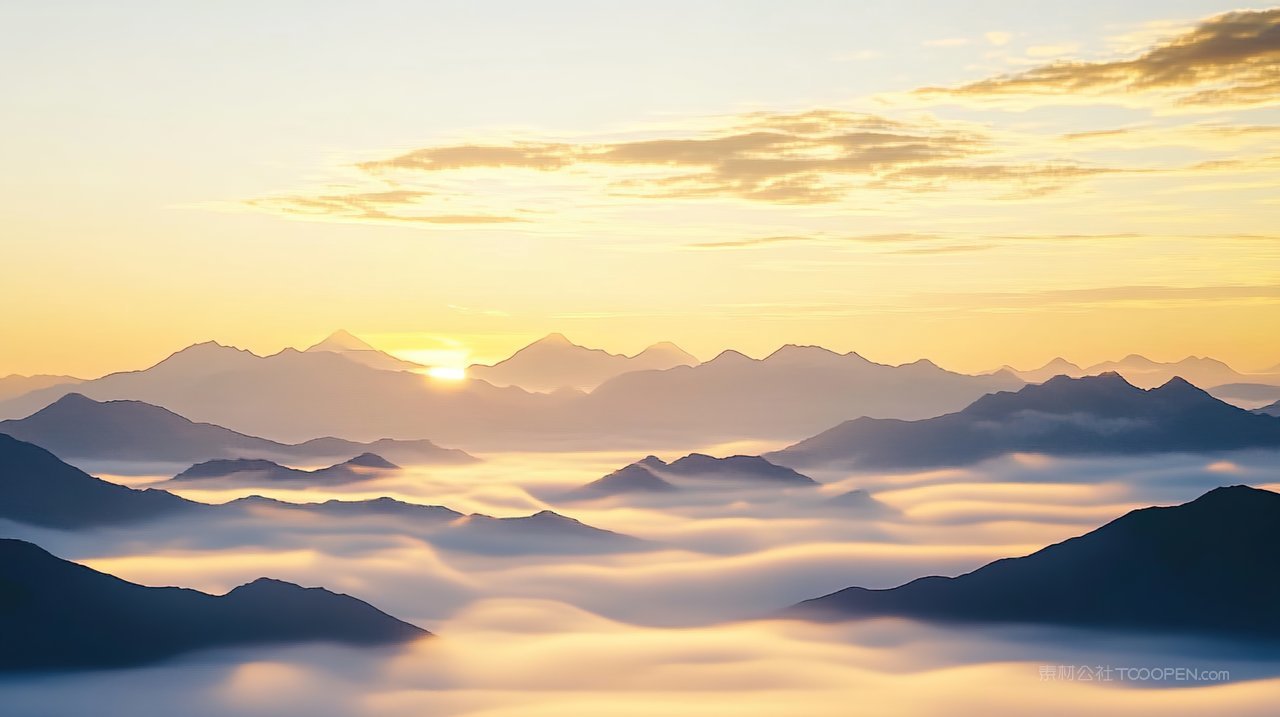 宁静唯美群山高山天空风景山峰山脉意境