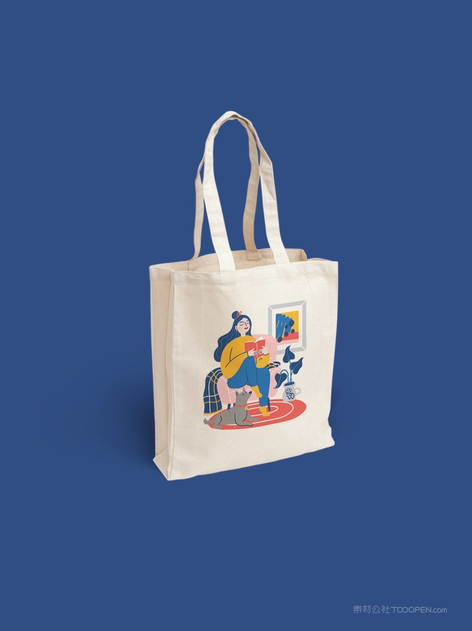 帆布手提带蓝色品牌vi展示贴图一键样机
