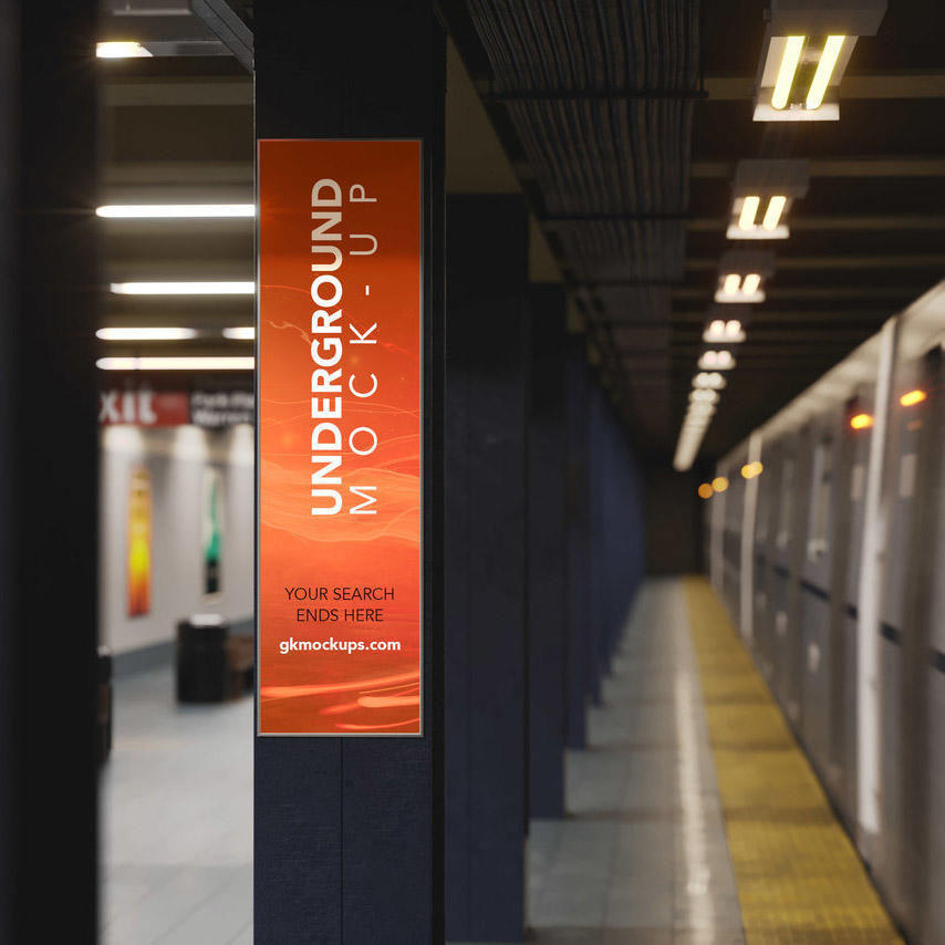 城市地铁站灯箱广告样机
