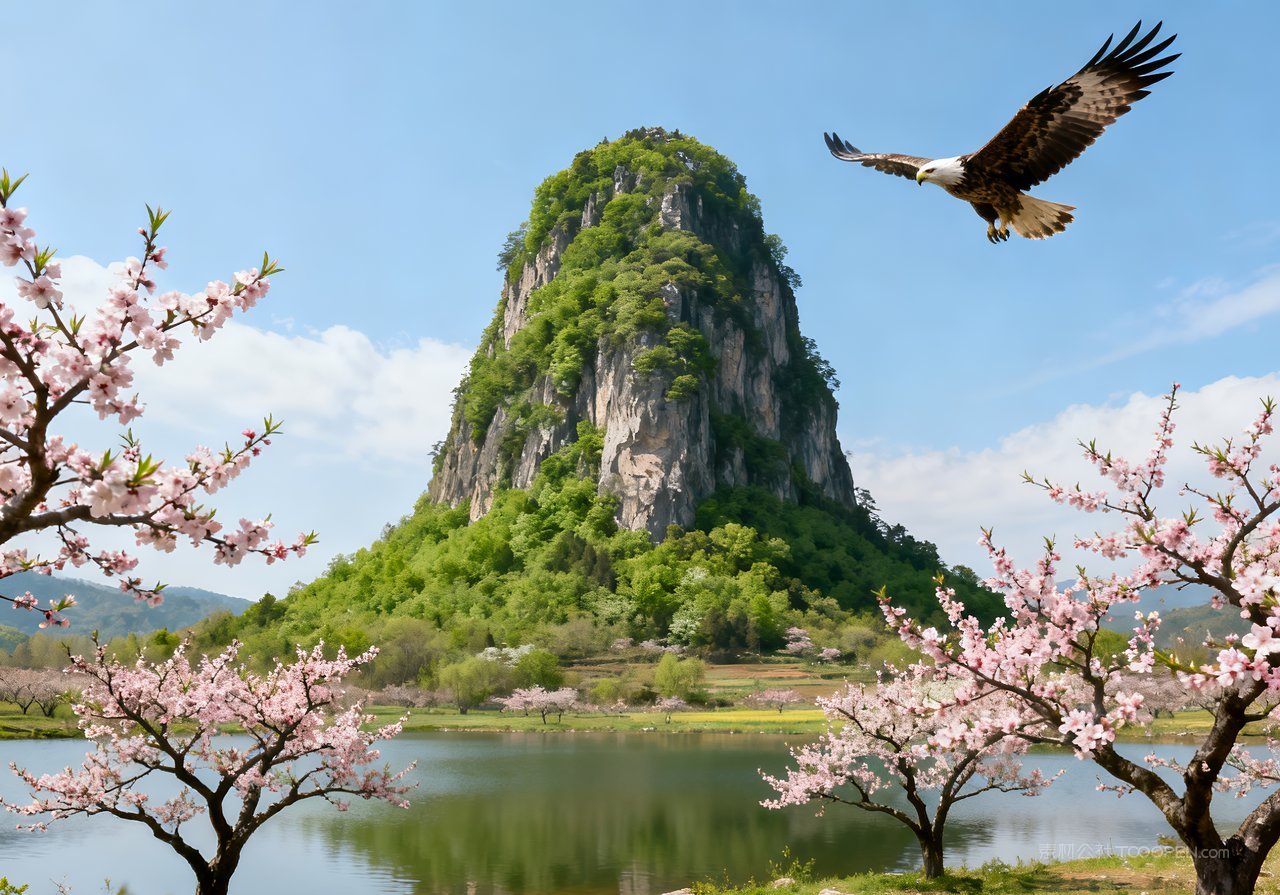 天空意境春意河流山峰春天风景唯美