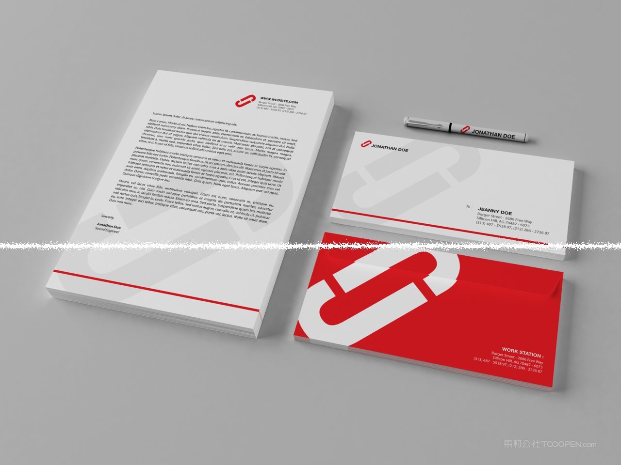 红色精致信封品牌vi样机