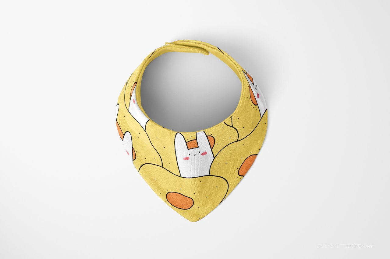 【1387期】黄色小白兔印花图案婴儿三角口水巾样机 (4)