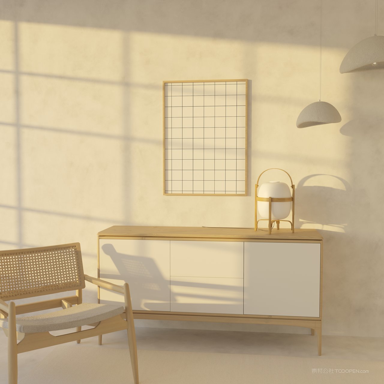 极简温暖精致挂画室内场景装饰画展会作品展示样机 (1)