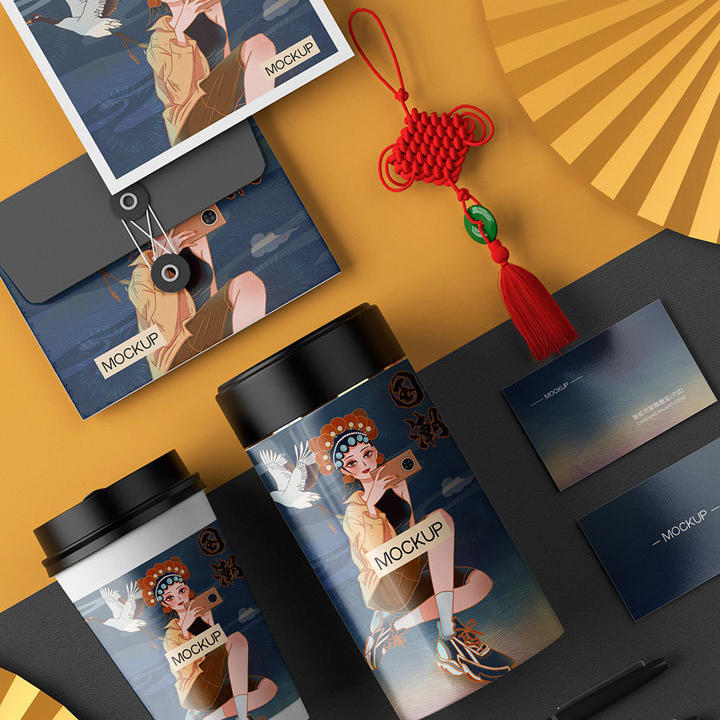 3D国潮文创产品包装贴图素材样机模板