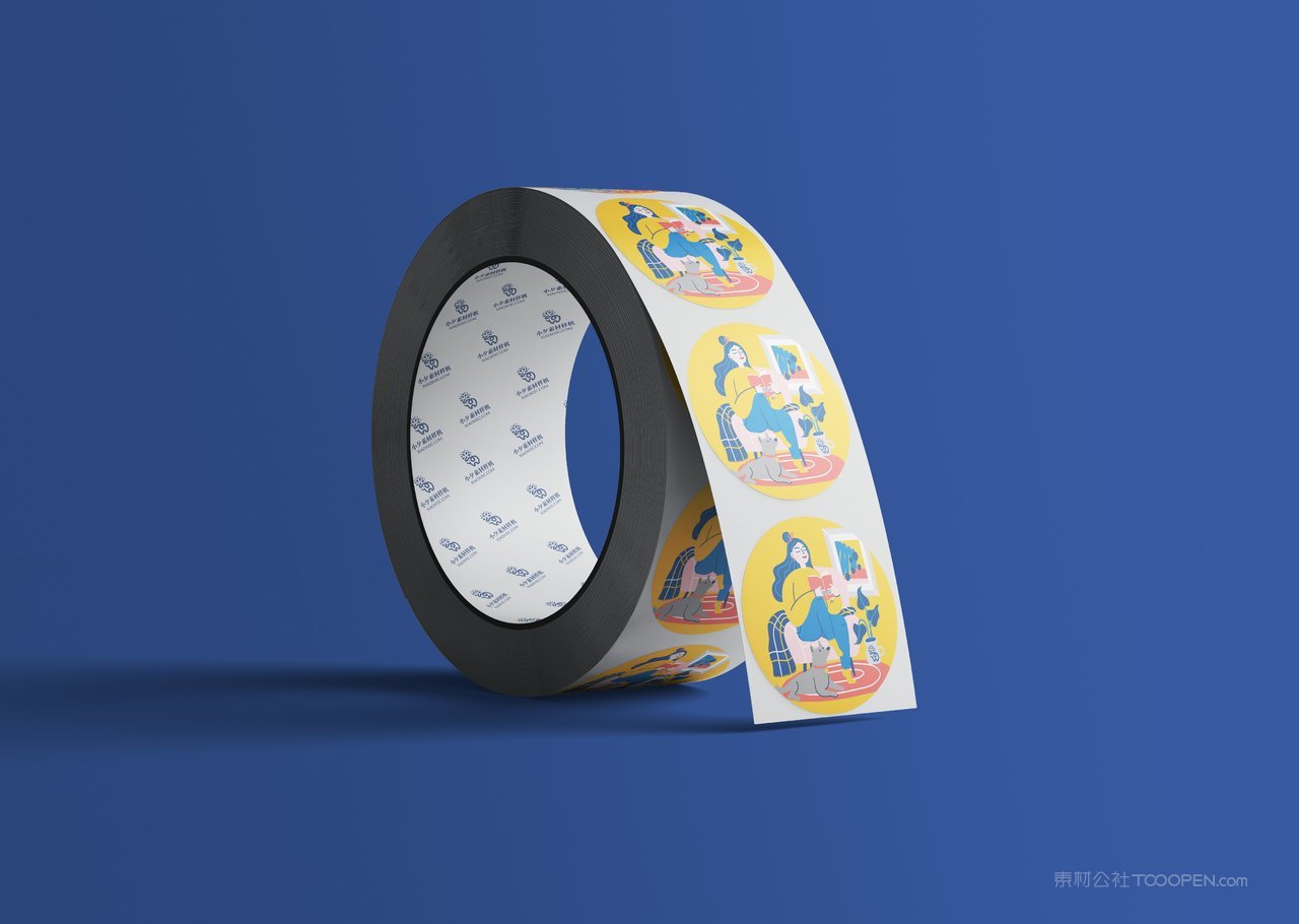 企业胶带蓝色品牌vi展示贴图一键样机