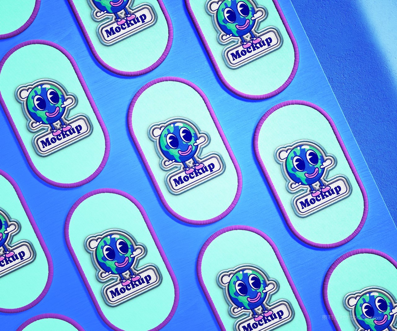 【1634期】卡通圆形方形六边形刺绣徽章样机 (23)