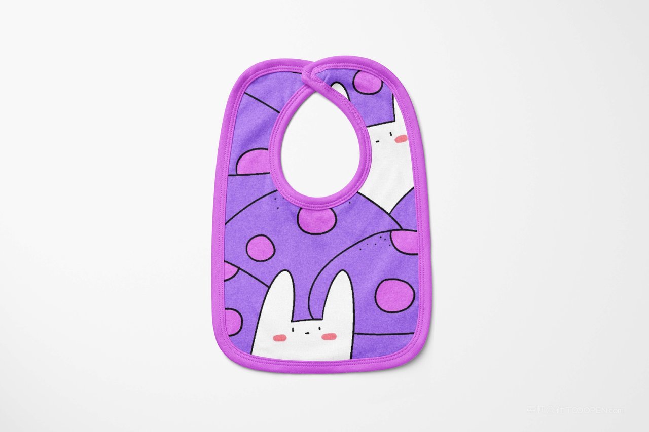 【1387期】紫色小白兔印花图案婴儿口水巾手帕样机 (2)