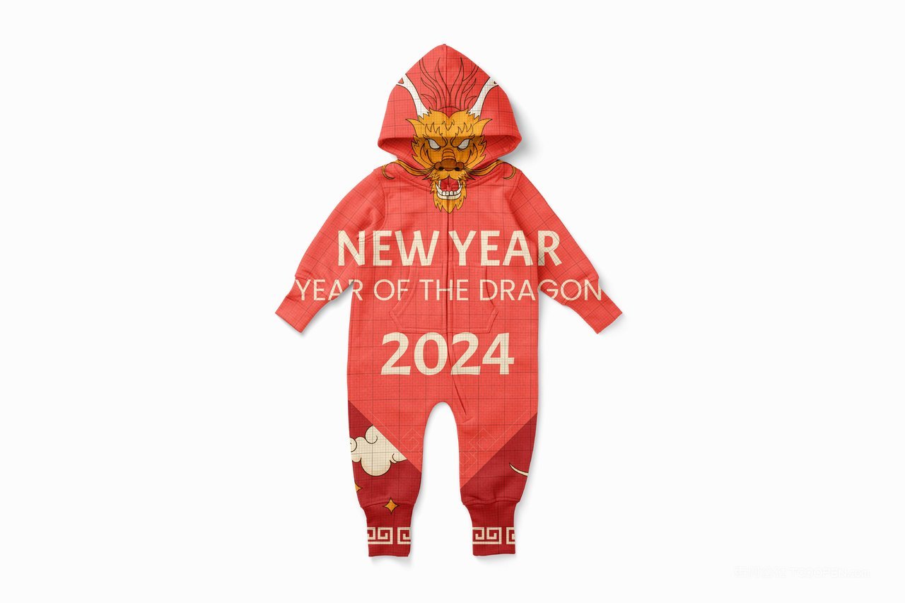 【1387期】2024龙年婴儿连帽卫衣服装样机 (1)