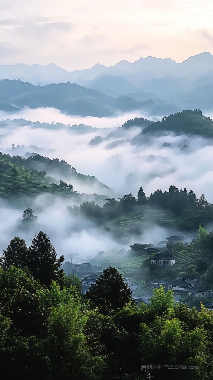 天空自然群山风景景观山峰意境唯美