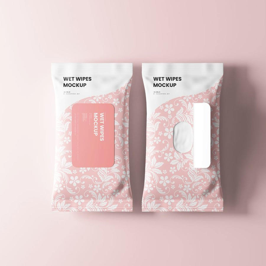 【1265期】粉色湿巾纸巾包装设计样机 (2)