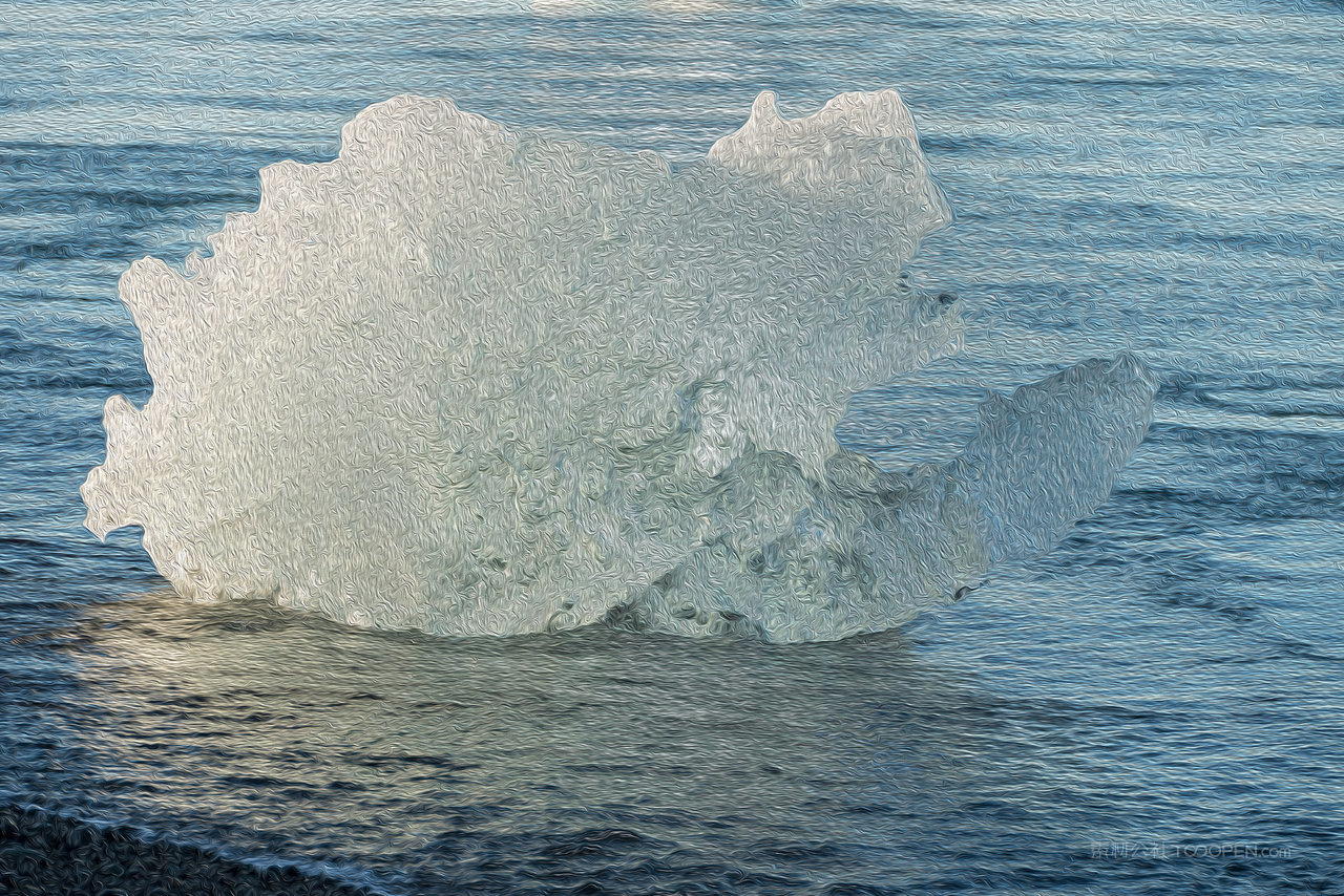 冰块冰川湖泊风景画