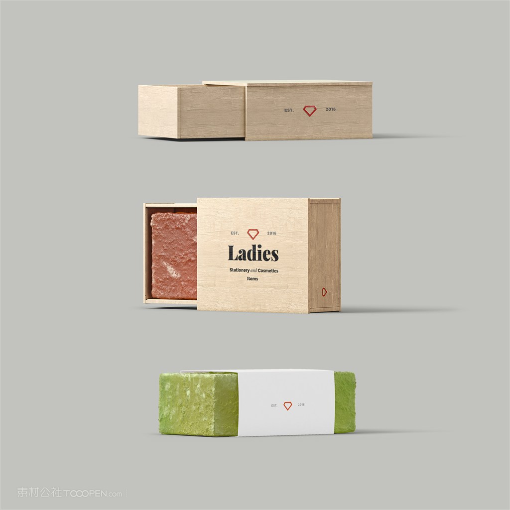木盒香皂精油皂包装样机素材